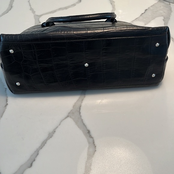 Furla Black Croc-Embossed Leather Handbag with Dust - Picture 6 of 10